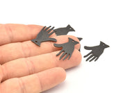 Black Hand Charms, 10 Oxidized Black Brass Textured Hand Charms With 1 Hole (25x17x0.80mm) D0655 S997