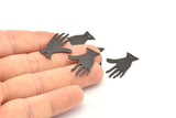 Black Hand Charms, 10 Oxidized Black Brass Textured Hand Charms With 1 Hole (25x17x0.80mm) D0655 S997