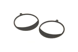 Siyah Yuvarlak Charm, 1 Döngülü 10 Oksitlenmiş Siyah Pirinç Yuvarlak Charm, Küpeler, Bulgular (31x29x0,70mm) D0741 S996
