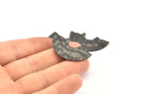 Semi Circle Charm, 4 Hammered Oxidized Black Brass Semi Circle Charm Pendants With 2 Holes (35x20x0.80mm) D900 S1004