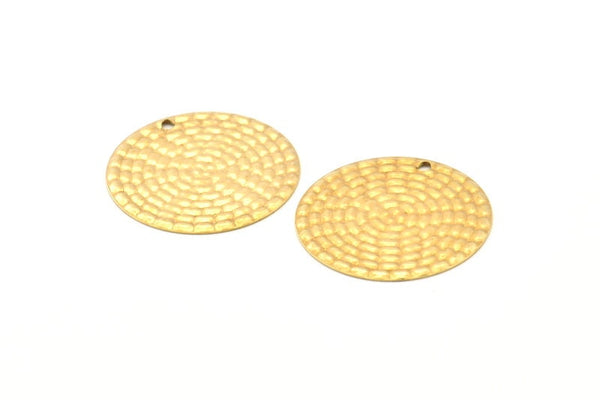 Brass Round Tag, 12 Raw Brass Textured Round Tags With 1 Hole, Stamping Tags (25mm) A0965