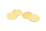 Brass Round Tag, 12 Raw Brass Textured Round Tags With 1 Hole, Stamping Tags (25mm) A0965