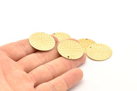 Brass Round Tag, 12 Raw Brass Textured Round Tags With 1 Hole, Stamping Tags (25mm) A0965