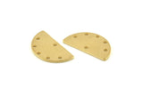 Semi Circle Charm, 12 Raw Brass Half Moon Blanks With 6 Holes, Earrings, Pendants (22x12x1mm) D973