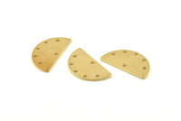 Semi Circle Charm, 12 Raw Brass Half Moon Blanks With 6 Holes, Earrings, Pendants (22x12x1mm) D973