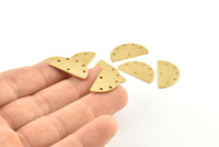 Semi Circle Charm, 12 Raw Brass Half Moon Blanks With 6 Holes, Earrings, Pendants (22x12x1mm) D973