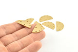 Semi Circle Charm, 12 Raw Brass Half Moon Blanks With 6 Holes, Earrings, Pendants (22x12x1mm) D973