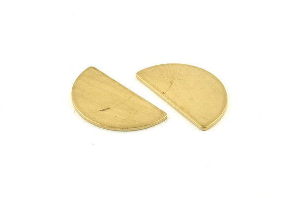 Semi Circle Blank, 12 Raw Brass Half Moon Blanks Without Holes (22x12x1mm) D1091