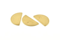 Semi Circle Blank, 12 Raw Brass Half Moon Blanks Without Holes (22x12x1mm) D1091