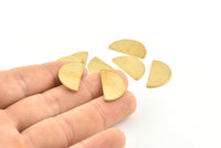 Semi Circle Blank, 12 Raw Brass Half Moon Blanks Without Holes (22x12x1mm) D1091