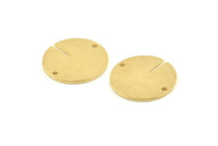 Brass Round Charm, 8 Raw Brass Coin Charms With 2 Holes, Connectors, Pendnats, Earrings, Findings (20x1mm) D1153