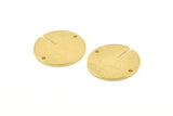 Brass Round Charm, 8 Raw Brass Coin Charms With 2 Holes, Connectors, Pendnats, Earrings, Findings (20x1mm) D1153