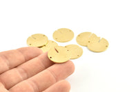 Brass Round Charm, 8 Raw Brass Coin Charms With 2 Holes, Connectors, Pendnats, Earrings, Findings (20x1mm) D1153