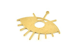 Brass Eye Charm, 6 Raw Brass Eye Charms With 1 Loop, Pendants, Earrings (43x39x1mm) D1176