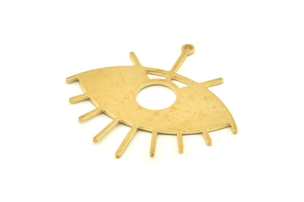 Brass Eye Charm, 6 Raw Brass Eye Charms With 1 Loop, Pendants, Earrings (43x39x1mm) D1176