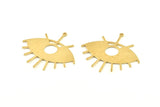 Brass Eye Charm, 6 Raw Brass Eye Charms With 1 Loop, Pendants, Earrings (43x39x1mm) D1176