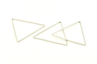 Silver Triangle Charm, 12 Silver Tone Brass Triangle Rings, Findings (44x39x1mm) D1292