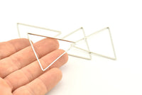 Silver Triangle Charm, 12 Silver Tone Brass Triangle Rings, Findings (44x39x1mm) D1292