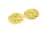 Brass Round Charm, 4 Raw Brass Wire Charms, Earrings, Findings (30mm) D1237