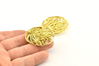 Brass Round Charm, 4 Raw Brass Wire Charms, Earrings, Findings (30mm) D1237