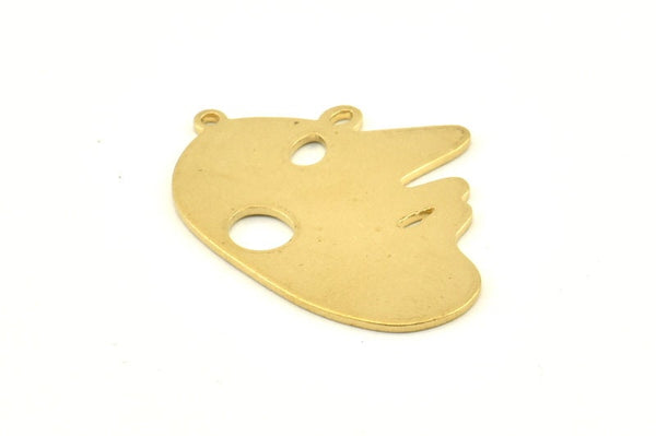 Brass Face Charm, 6 Raw Brass Face Charms With 1 Loop, Charms, Pendants (35x26x1mm) D1199