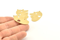 Brass Face Charm, 6 Raw Brass Face Charms With 1 Loop, Charms, Pendants (35x26x1mm) D1199
