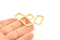 Brass Rectangle Charm, 10 Raw Brass Rectangle Charms With 1 Hole, Earrings, Findings (25x15x1mm) D1156