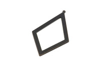 Black Diamond Charm, 4 Oxidized Black Brass Rhombus Charms With 1 Loop, Pendants, Earrings, Findings (55x31x1mm) D0703 S1007