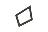 Black Diamond Charm, 4 Oxidized Black Brass Rhombus Charms With 1 Loop, Pendants, Earrings, Findings (55x31x1mm) D0703 S1007