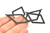 Black Diamond Charm, 4 Oxidized Black Brass Rhombus Charms With 1 Loop, Pendants, Earrings, Findings (55x31x1mm) D0703 S1007