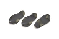 Black Oval Charm, 6 Oxidized Black Brass Wavy Oval Charms With 1 Hole, Earrings, Findings (33x15x1mm) D0790 S1008