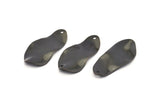 Black Oval Charm, 6 Oxidized Black Brass Wavy Oval Charms With 1 Hole, Earrings, Findings (33x15x1mm) D0790 S1008