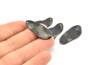 Black Oval Charm, 6 Oxidized Black Brass Wavy Oval Charms With 1 Hole, Earrings, Findings (33x15x1mm) D0790 S1008