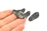 Black Oval Charm, 6 Oxidized Black Brass Wavy Oval Charms With 1 Hole, Earrings, Findings (33x15x1mm) D0790 S1008