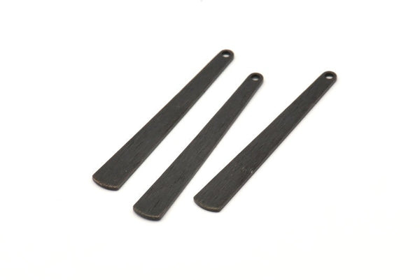 Black Necklace Bar, 12 Oxidized Black Brass Textured Bar Charms With 1 Hole, Earrings, Pendants (43x6x0.80mm) D0795 S1010