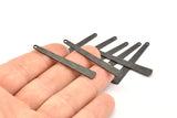 Black Necklace Bar, 12 Oxidized Black Brass Textured Bar Charms With 1 Hole, Earrings, Pendants (43x6x0.80mm) D0795 S1010