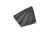 Black Fan Charm, 6 Oxidized Black Brass Fan Shaped Charm Earrings With 1 Hole, Findings (35x27x0.50mm) D0740 S1013