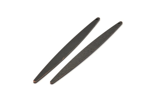 Siyah Kolye Çubuğu, 1 Delikli 6 Oksitlenmiş Siyah Pirinç Dokulu Çubuk Tılsımı, Küpeler, Kolye Uçları (62x6x1mm) D0697 S1012