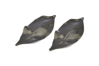 Black Leaf Charm, 6 Oxidized Black Brass Leaf Charms With 1 Hole, Earrings, Findings, Pendants (53x23x0.40mm) D0770 S860
