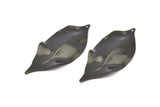 Black Leaf Charm, 6 Oxidized Black Brass Leaf Charms With 1 Hole, Earrings, Findings, Pendants (53x23x0.40mm) D0770 S860