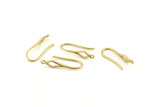Brass Ear Hooks, 12 Raw Brass Earring Wires, Earring Hooks (19mm) D1325