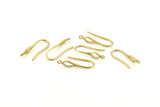 Brass Ear Hooks, 12 Raw Brass Earring Wires, Earring Hooks (19mm) D1325