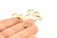 Brass Ear Hooks, 12 Raw Brass Earring Wires, Earring Hooks (15mm) D1326