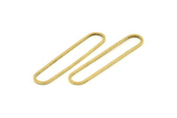 Brass Oval Charm, 24 Raw Brass Oval Rings, Connectors (40x8x1mm) D1289
