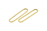 Brass Oval Charm, 24 Raw Brass Oval Rings, Connectors (40x8x1mm) D1289