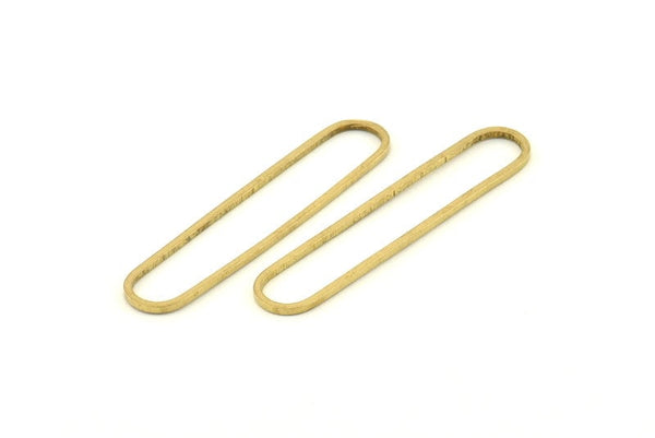 Brass Oval Charm, 24 Raw Brass Oval Rings, Connectors (40x8x1mm) D1289