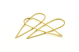 Brass Drop Charm, 24 Raw Brass Drop Connectors, Findings (52x15x1mm) D1282