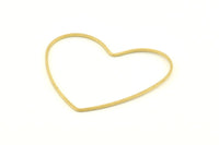 Brass Heart Charm, 12 Raw Brass Heart Connectors, Earrings, Findings (42x50x1mm) D1281