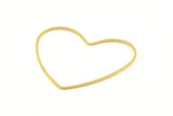 Brass Heart Charm, 12 Raw Brass Heart Connectors, Earrings, Findings (42x50x1mm) D1281