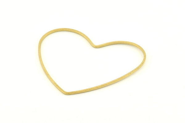 Brass Heart Charm, 12 Raw Brass Heart Connectors, Earrings, Findings (42x50x1mm) D1281